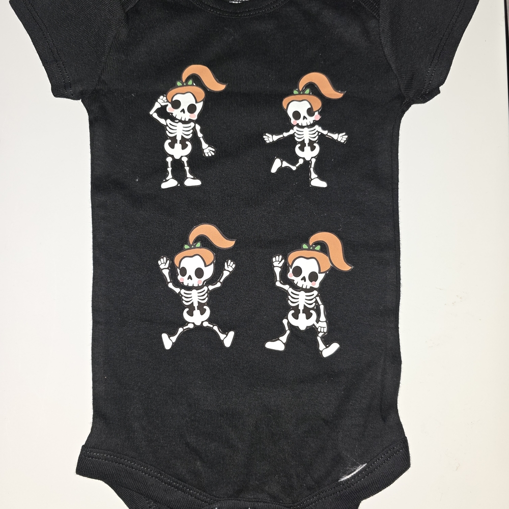 Black Skeleton Print Kids One Piece